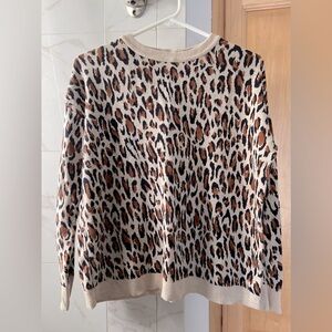 Leopard print knit sweater